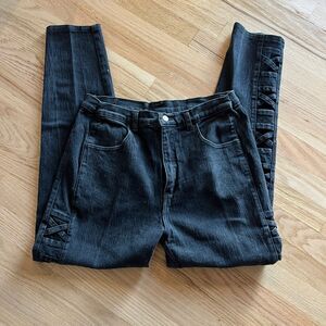 vintage 90s criss cross side lace vintage black jeans Watch LA size 19/20 USA